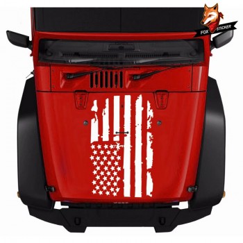 USA Flag Decal Vinyl Car Accessories Auto Exterior Hood Stickers For Jeep Wrangler Durable Auto Decoration Sticker